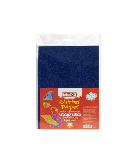 Carton cu sclipici 290gr/m2 A4, 5 buc, Albastru